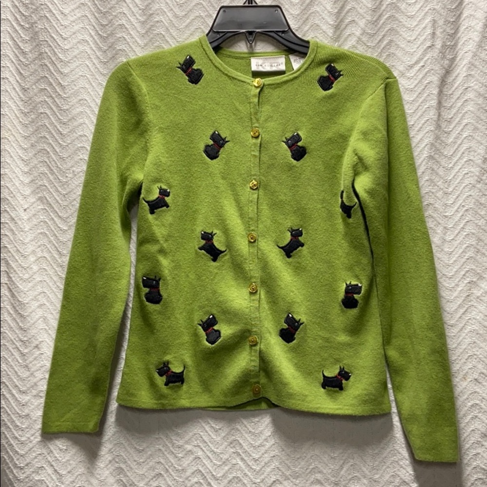 Kim Rogers green schnauzer small petite sweater